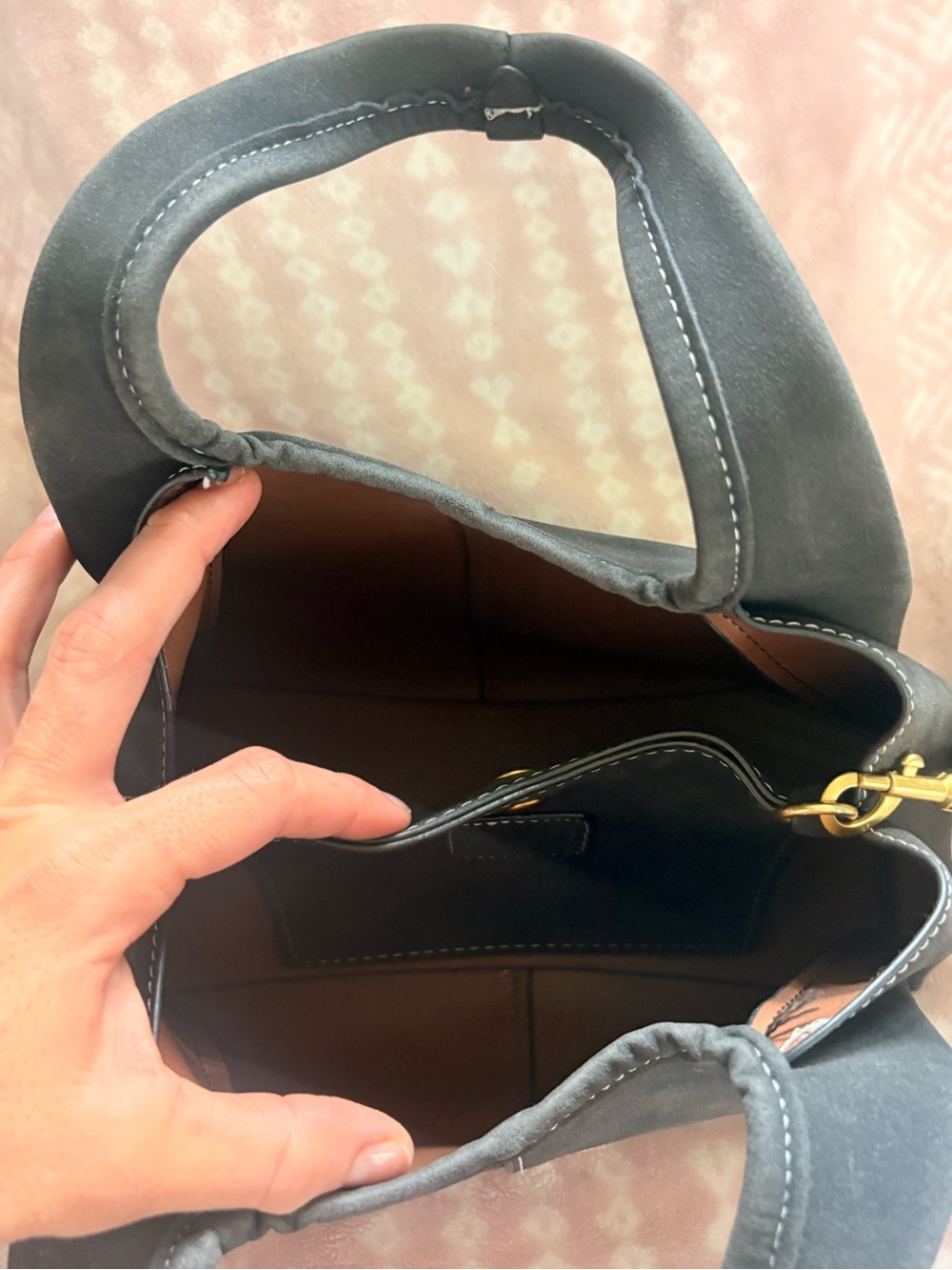 Suede Shoulder Tote Bag in
Black - Picture 6 of 10